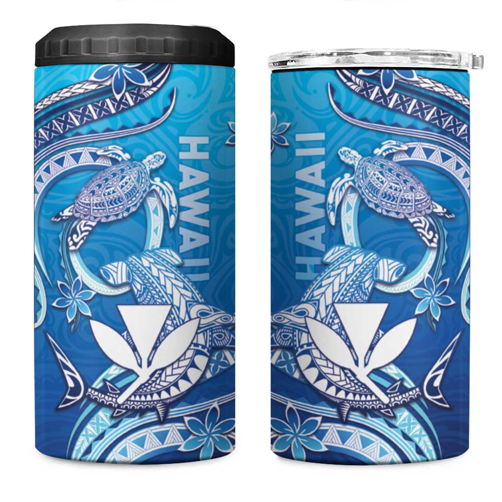 Hawaii 4 in 1 Can Cooler Tumbler Turtle With Hammerhead Shark Oceanic DT04 One Size: 16 oz Blue - Polynesian Pride