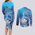 Hawaii Couples Matching Long Sleeve Bodycon Dress and Long Sleeve Button Shirt Turtle With Hammerhead Shark Oceanic