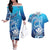Hawaii Couples Matching Off The Shoulder Long Sleeve Dress and Hawaiian Shirt Turtle With Hammerhead Shark Oceanic
