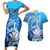 Hawaii Couples Matching Short Sleeve Bodycon Dress and Hawaiian Shirt Turtle With Hammerhead Shark Oceanic