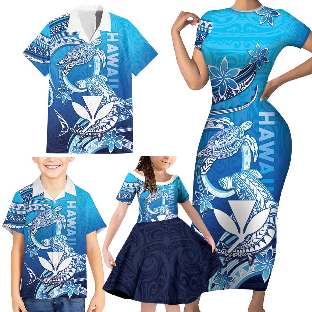Hawaii Family Matching Short Sleeve Bodycon Dress and Hawaiian Shirt Turtle With Hammerhead Shark Oceanic DT04 - Polynesian Pride