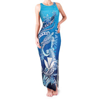Hawaii Family Matching Tank Maxi Dress and Hawaiian Shirt Turtle With Hammerhead Shark Oceanic