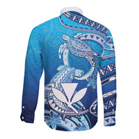 Hawaii Long Sleeve Button Shirt Turtle With Hammerhead Shark Oceanic