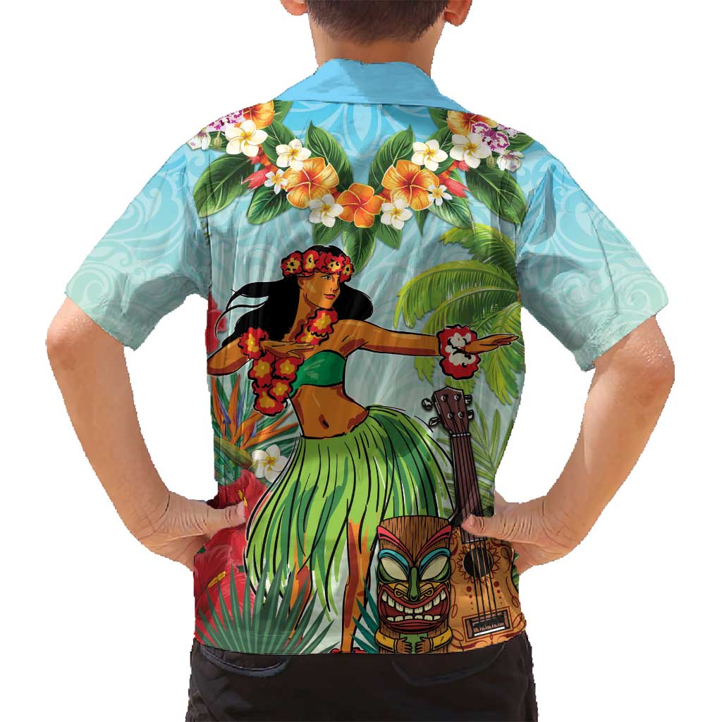 Hawaii Lei Day Family Matching Off Shoulder Maxi Dress and Hawaiian Shirt Hula Girl With Tropical Forest DT04 - Polynesian Pride