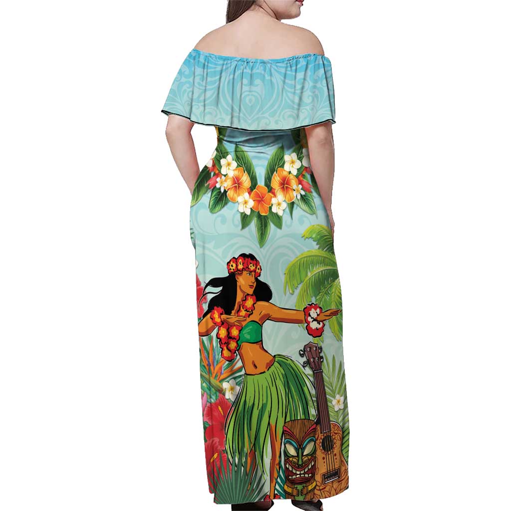 Hawaii Lei Day Family Matching Off Shoulder Maxi Dress and Hawaiian Shirt Hula Girl With Tropical Forest DT04 - Polynesian Pride