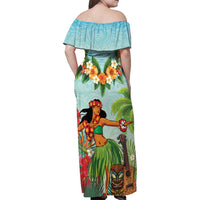 Hawaii Lei Day Family Matching Off Shoulder Maxi Dress and Hawaiian Shirt Hula Girl With Tropical Forest DT04 - Polynesian Pride