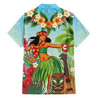 Hawaii Lei Day Family Matching Off Shoulder Short Dress and Hawaiian Shirt Hula Girl With Tropical Forest DT04 - Polynesian Pride
