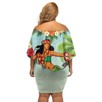 Hawaii Lei Day Family Matching Off Shoulder Short Dress and Hawaiian Shirt Hula Girl With Tropical Forest DT04 - Polynesian Pride
