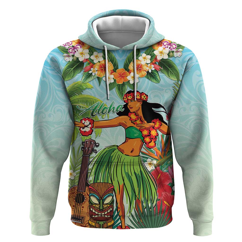 Hawaii Lei Day Hoodie Hula Girl With Tropical Forest