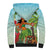 Hawaii Lei Day Sherpa Hoodie Hula Girl With Tropical Forest
