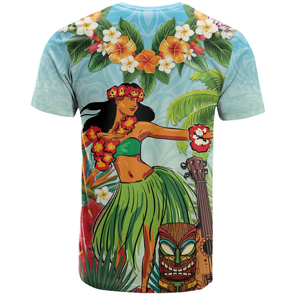 Hawaii Lei Day T Shirt Hula Girl With Tropical Forest