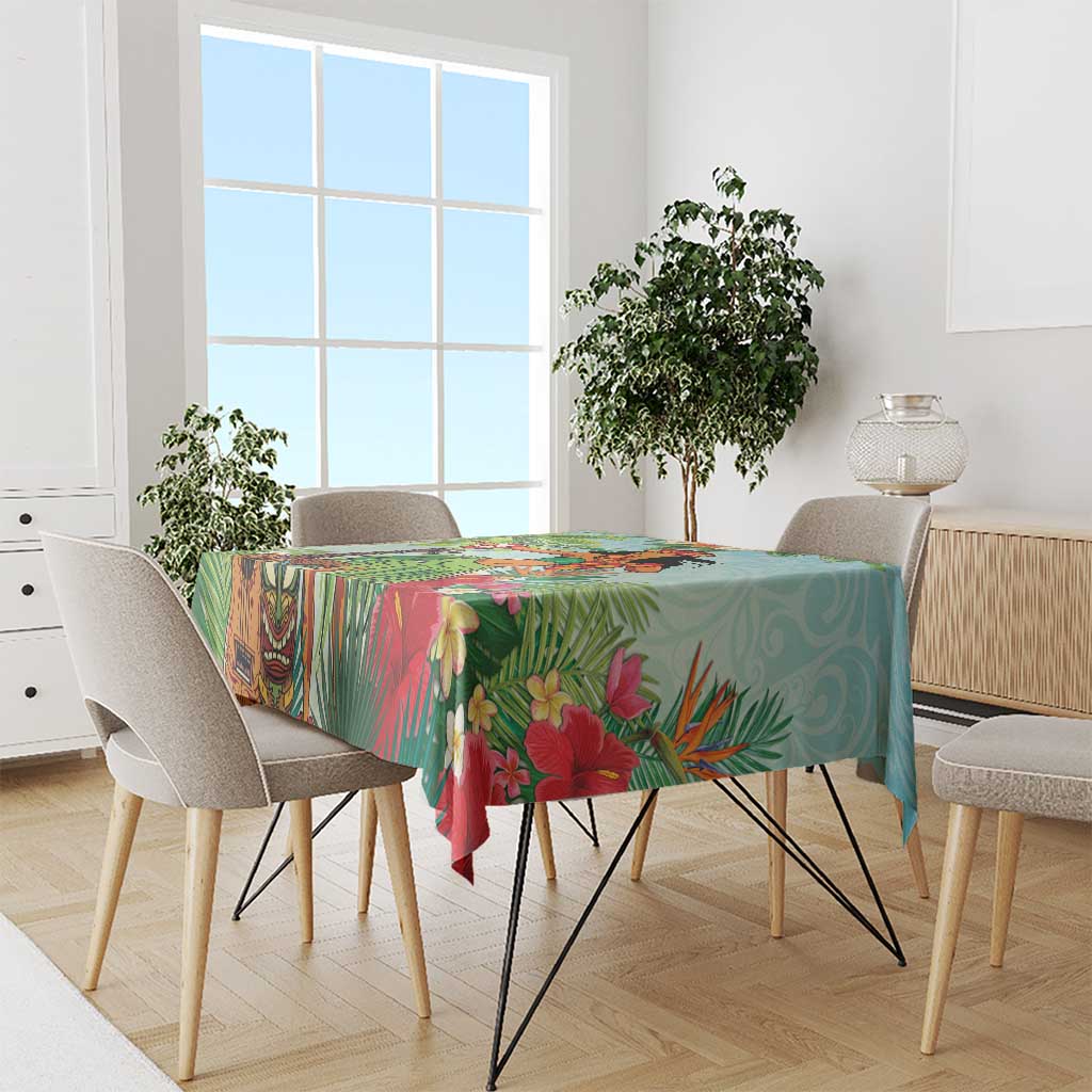 Hawaii Lei Day Tablecloth Hula Girl With Tropical Forest
