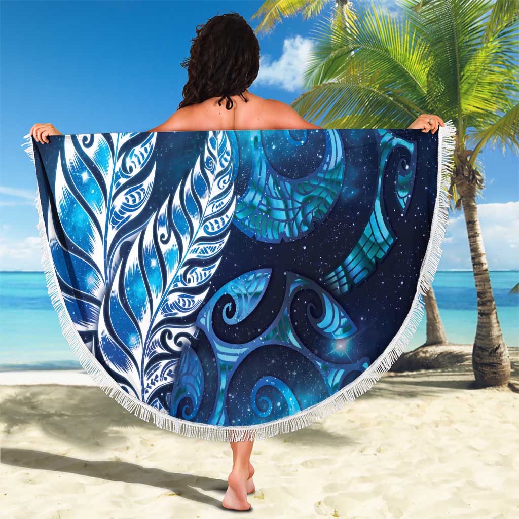 New Zealand Matariki Beach Blanket Maori Koru Mix Silver Fern DT04 - Polynesian Pride