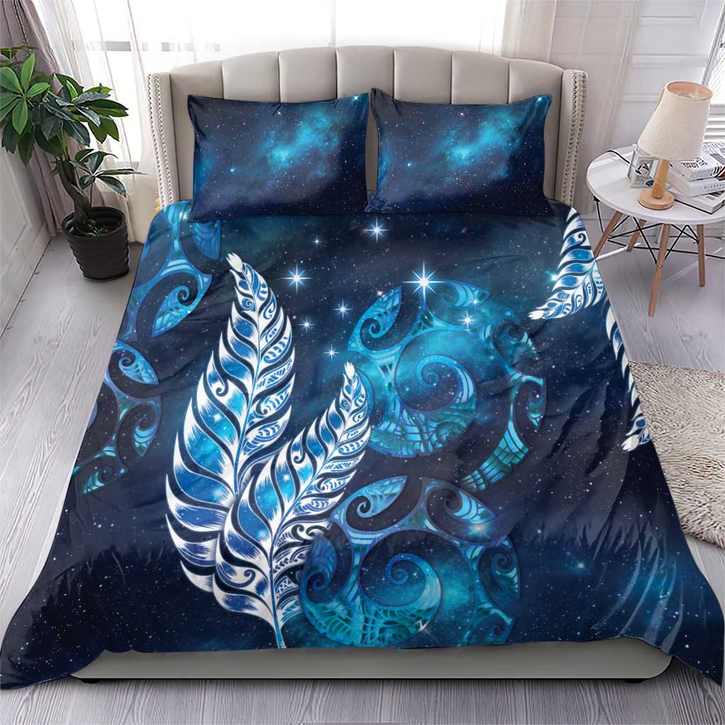 New Zealand Matariki Bedding Set Maori Koru Mix Silver Fern