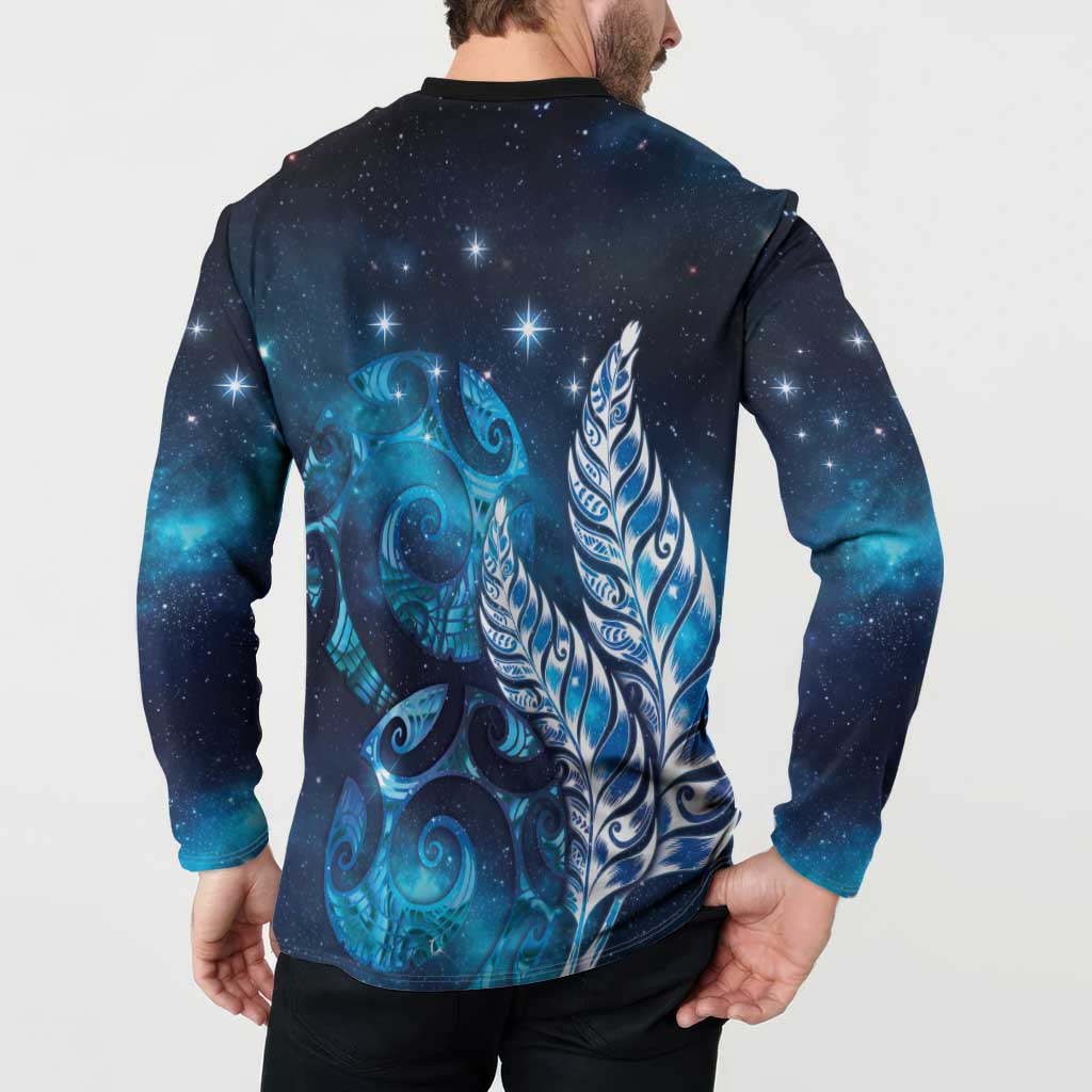 New Zealand Matariki Button Sweatshirt Maori Koru Mix Silver Fern