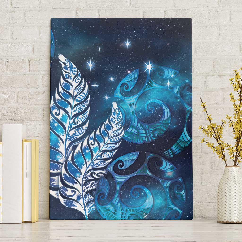New Zealand Matariki Canvas Wall Art Maori Koru Mix Silver Fern DT04 Without Frame Blue - Polynesian Pride