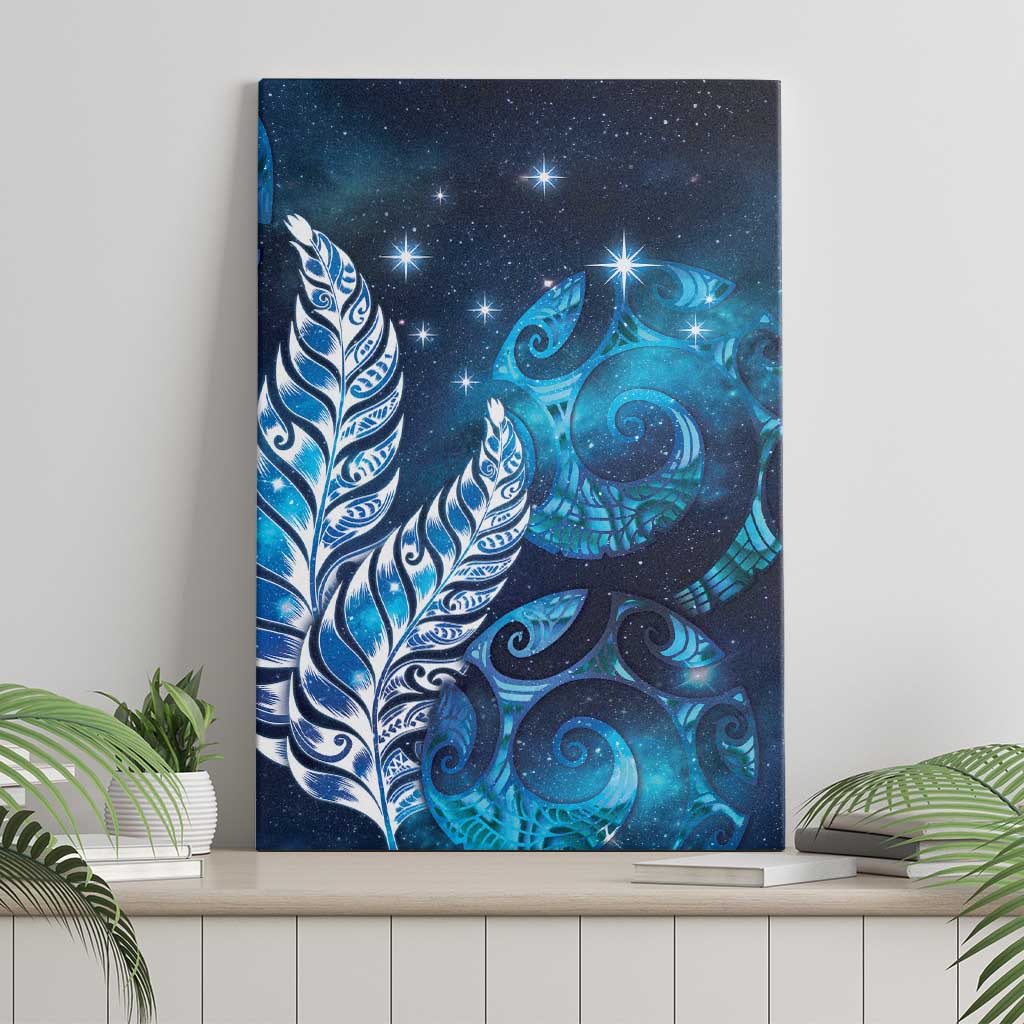 New Zealand Matariki Canvas Wall Art Maori Koru Mix Silver Fern DT04 - Polynesian Pride