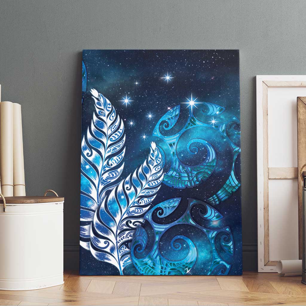 New Zealand Matariki Canvas Wall Art Maori Koru Mix Silver Fern DT04 - Polynesian Pride