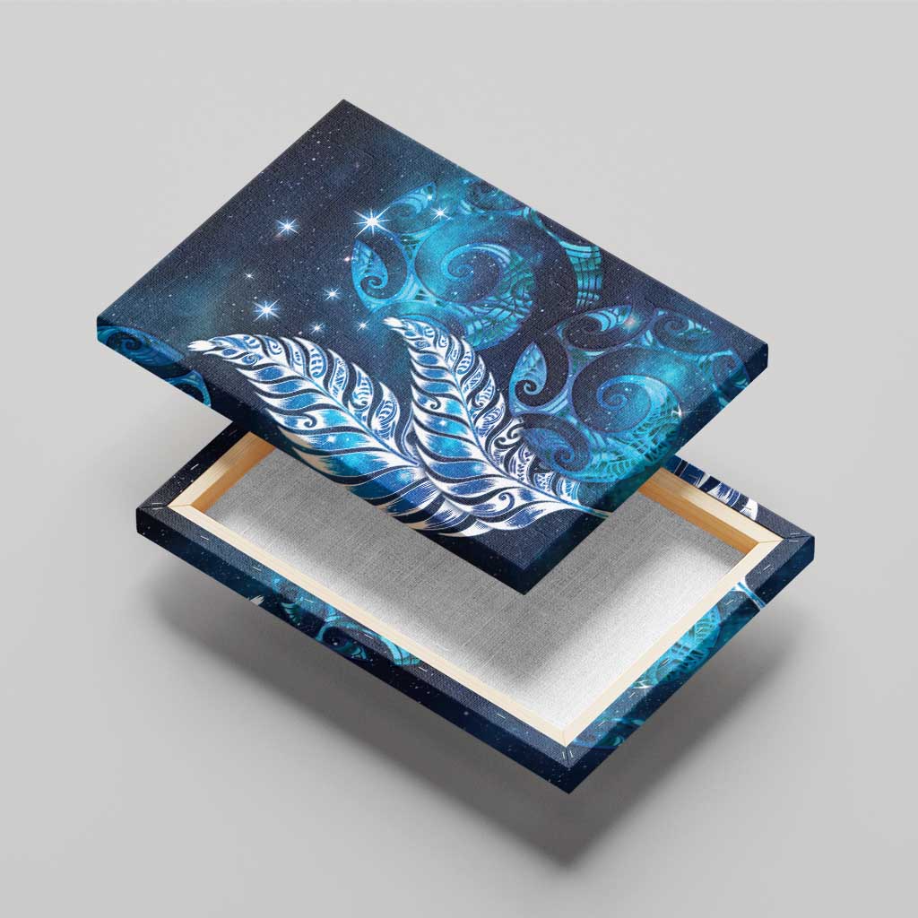 New Zealand Matariki Canvas Wall Art Maori Koru Mix Silver Fern DT04 - Polynesian Pride