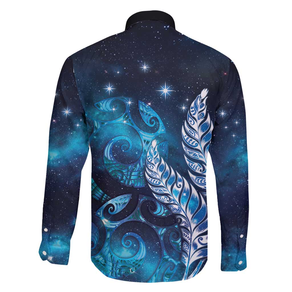 New Zealand Matariki Family Matching Off Shoulder Maxi Dress and Hawaiian Shirt Maori Koru Mix Silver Fern DT04 - Polynesian Pride