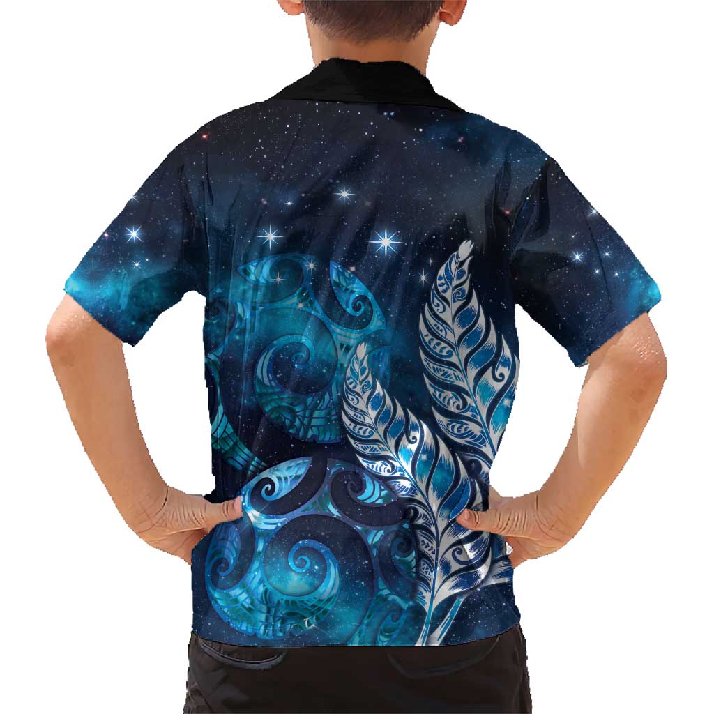 New Zealand Matariki Family Matching Short Sleeve Bodycon Dress and Hawaiian Shirt Maori Koru Mix Silver Fern DT04 - Polynesian Pride