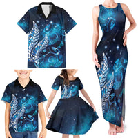 New Zealand Matariki Family Matching Tank Maxi Dress and Hawaiian Shirt Maori Koru Mix Silver Fern DT04 - Polynesian Pride