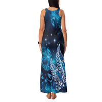 New Zealand Matariki Family Matching Tank Maxi Dress and Hawaiian Shirt Maori Koru Mix Silver Fern DT04 - Polynesian Pride
