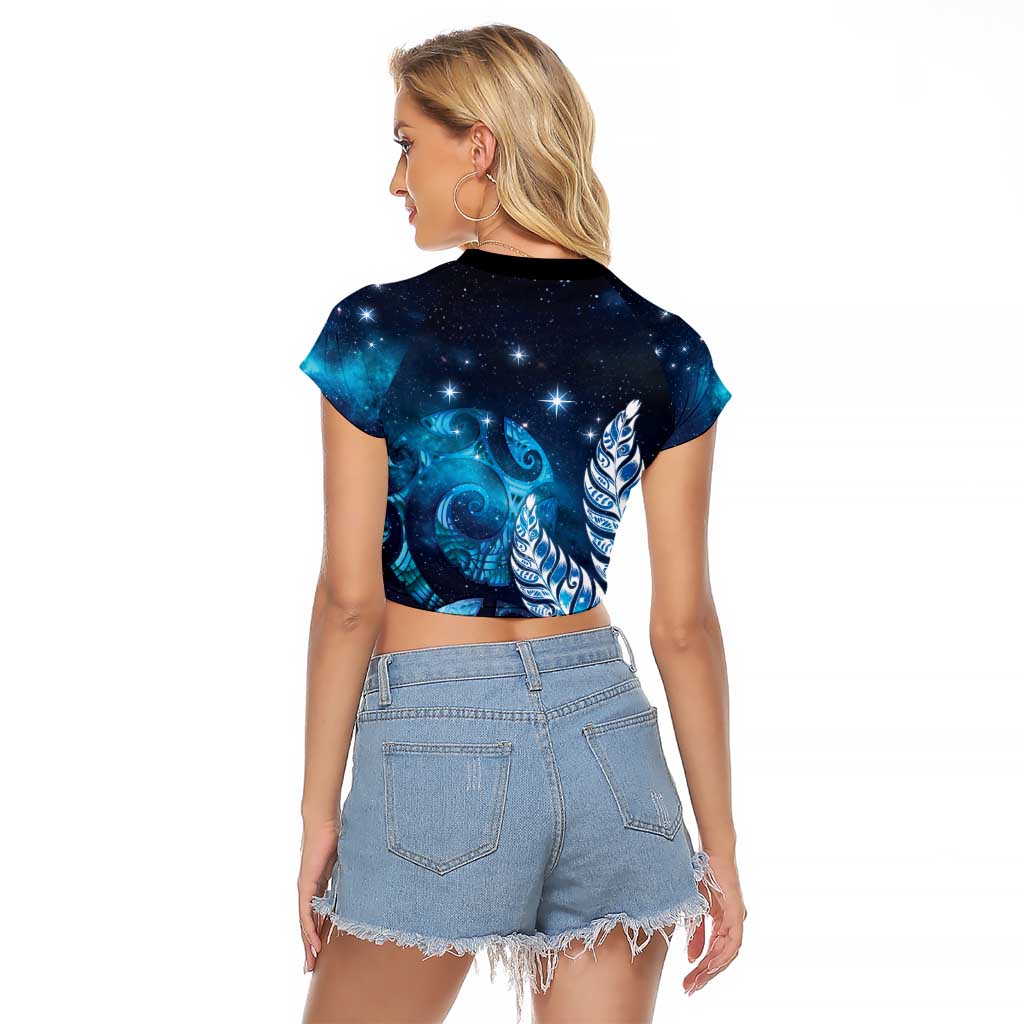 New Zealand Matariki Raglan Cropped T Shirt Maori Koru Mix Silver Fern