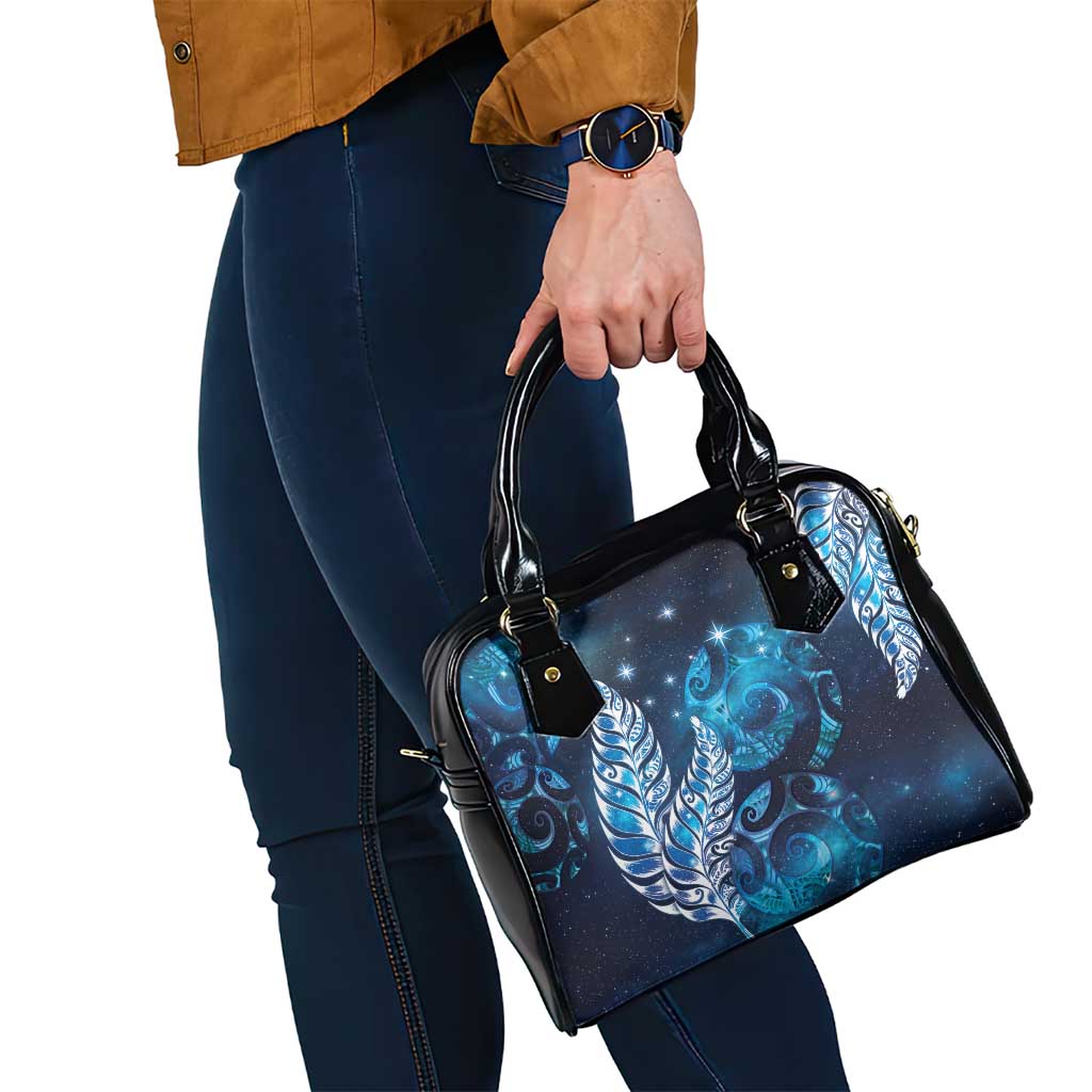 New Zealand Matariki Shoulder Handbag Maori Koru Mix Silver Fern