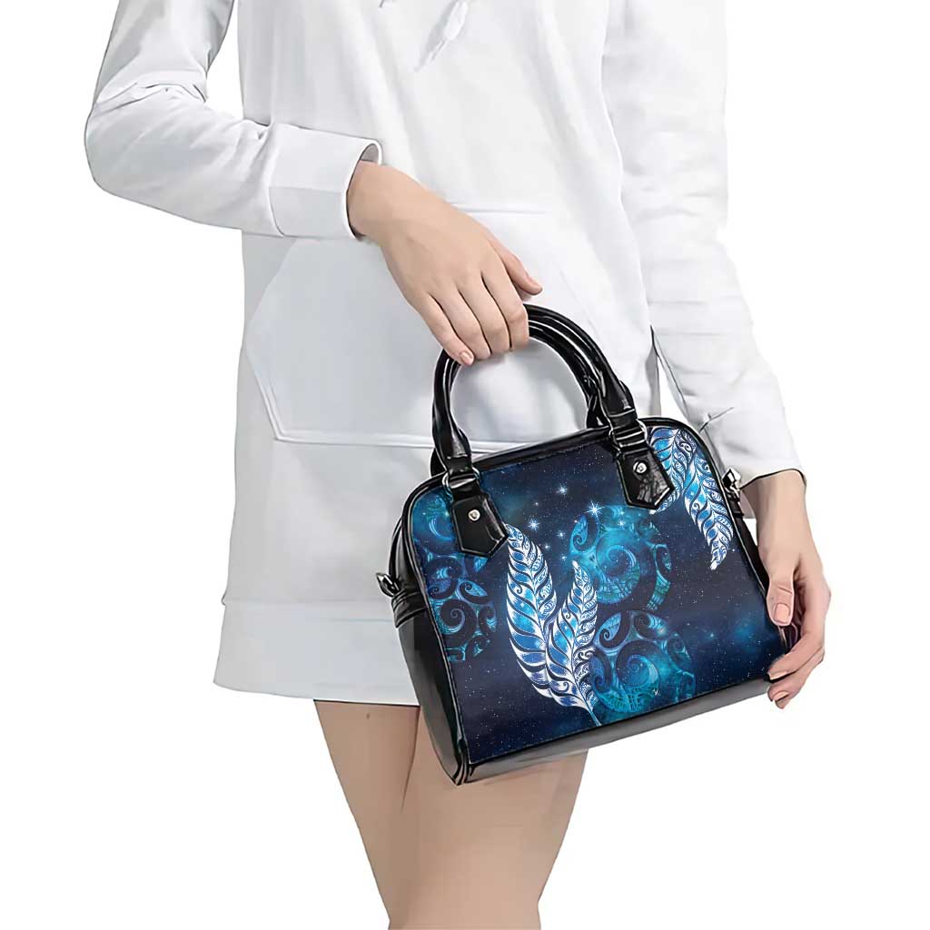New Zealand Matariki Shoulder Handbag Maori Koru Mix Silver Fern