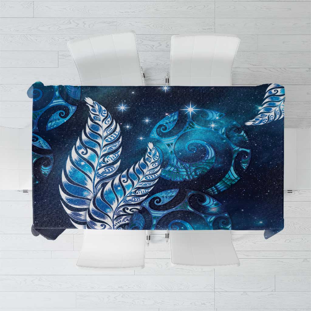 New Zealand Matariki Tablecloth Maori Koru Mix Silver Fern DT04 Blue - Polynesian Pride