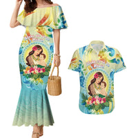 Personalised Hawaii Mother's Day Couples Matching Mermaid Dress and Hawaiian Shirt I Love You Mom DT04 Yellow - Polynesian Pride