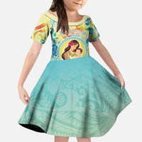 Personalised Hawaii Mother's Day Family Matching Mermaid Dress and Hawaiian Shirt I Love You Mom DT04 Daughter's Dress Yellow - Polynesian Pride