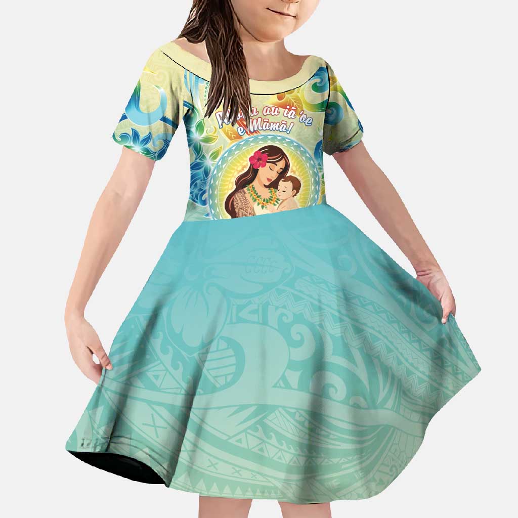 Personalised Hawaii Mother's Day Family Matching Off Shoulder Maxi Dress and Hawaiian Shirt I Love You Mom DT04 Daughter's Dress Yellow - Polynesian Pride