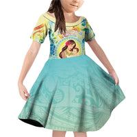 Personalised Hawaii Mother's Day Family Matching Off Shoulder Short Dress and Hawaiian Shirt I Love You Mom DT04 Daughter's Dress Yellow - Polynesian Pride