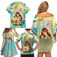 Personalised Hawaii Mother's Day Family Matching Off Shoulder Short Dress and Hawaiian Shirt I Love You Mom DT04 - Polynesian Pride