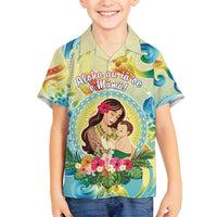 Personalised Hawaii Mother's Day Family Matching Puletasi and Hawaiian Shirt I Love You Mom DT04 Son's Shirt Yellow - Polynesian Pride