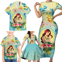 Personalised Hawaii Mother's Day Family Matching Short Sleeve Bodycon Dress and Hawaiian Shirt I Love You Mom DT04 - Polynesian Pride