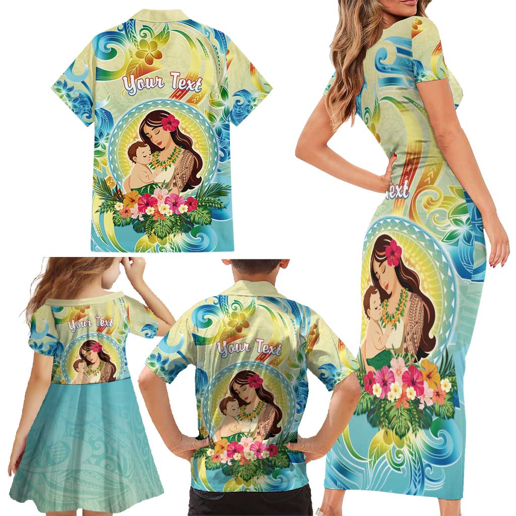 Personalised Hawaii Mother's Day Family Matching Short Sleeve Bodycon Dress and Hawaiian Shirt I Love You Mom DT04 - Polynesian Pride