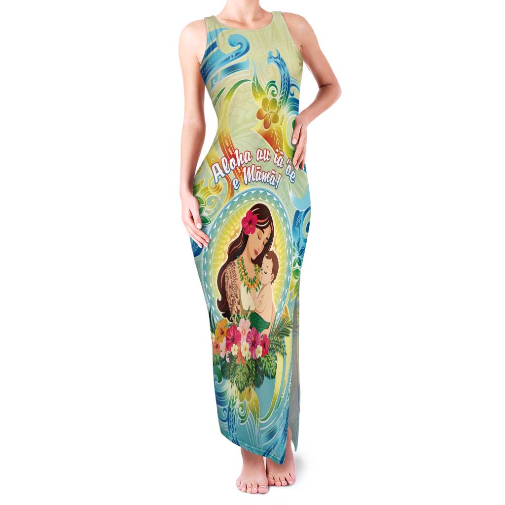 Personalised Hawaii Mother's Day Family Matching Tank Maxi Dress and Hawaiian Shirt I Love You Mom DT04 Mom's Dress Yellow - Polynesian Pride