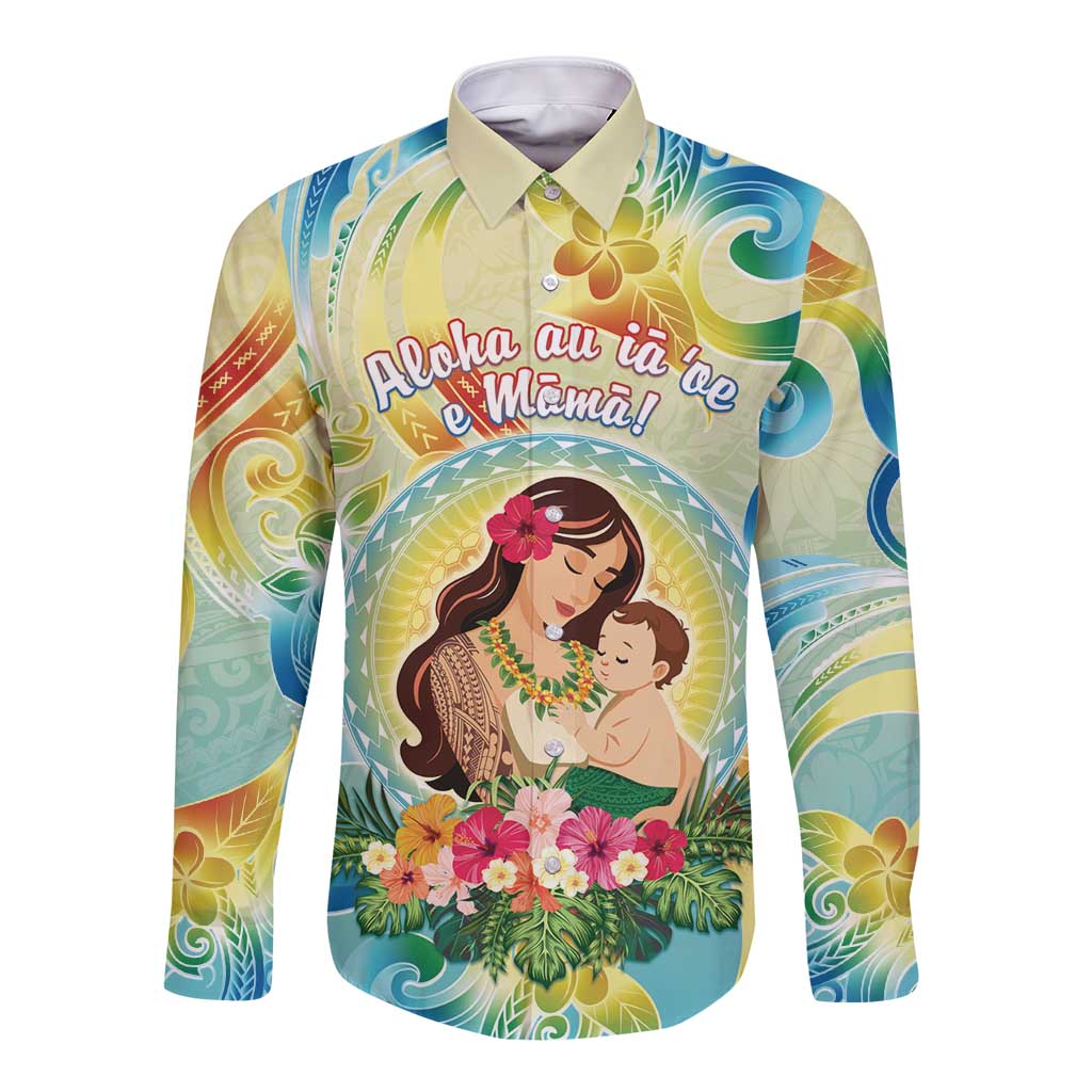 Personalised Hawaii Mother's Day Long Sleeve Button Shirt I Love You Mom