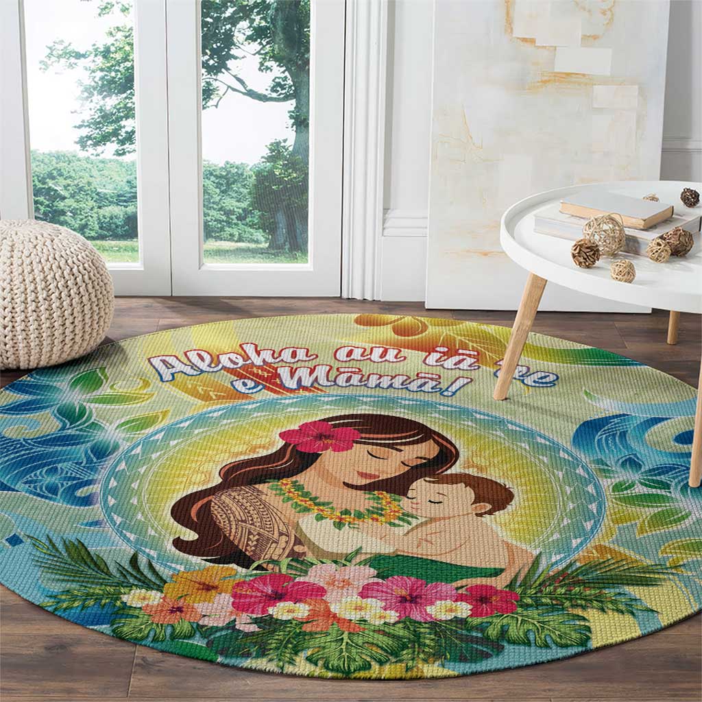 Hawaii Mother's Day Round Carpet I Love You Mom