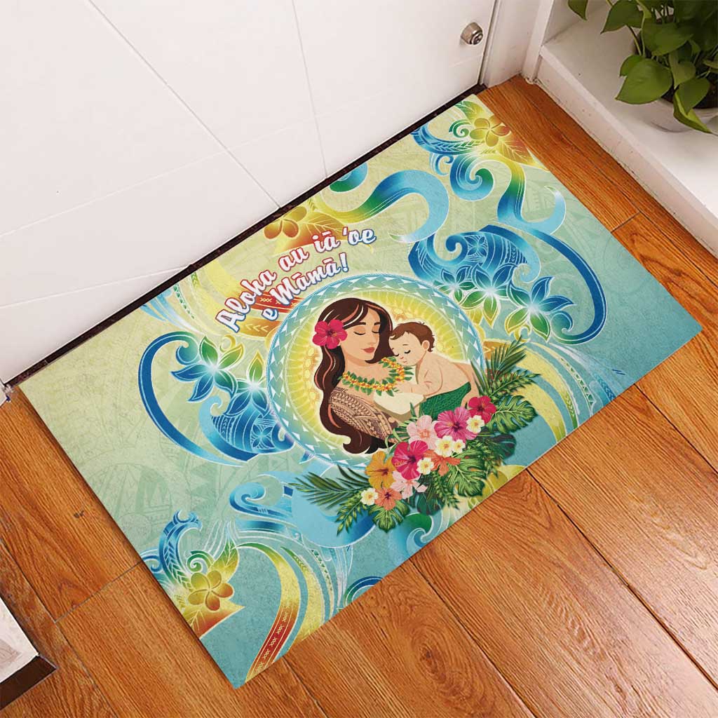Hawaii Mother's Day Rubber Doormat I Love You Mom