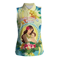 Personalised Hawaii Mother's Day Women Sleeveless Polo Shirt I Love You Mom