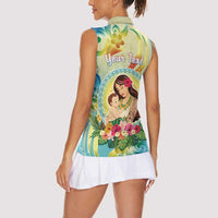 Personalised Hawaii Mother's Day Women Sleeveless Polo Shirt I Love You Mom
