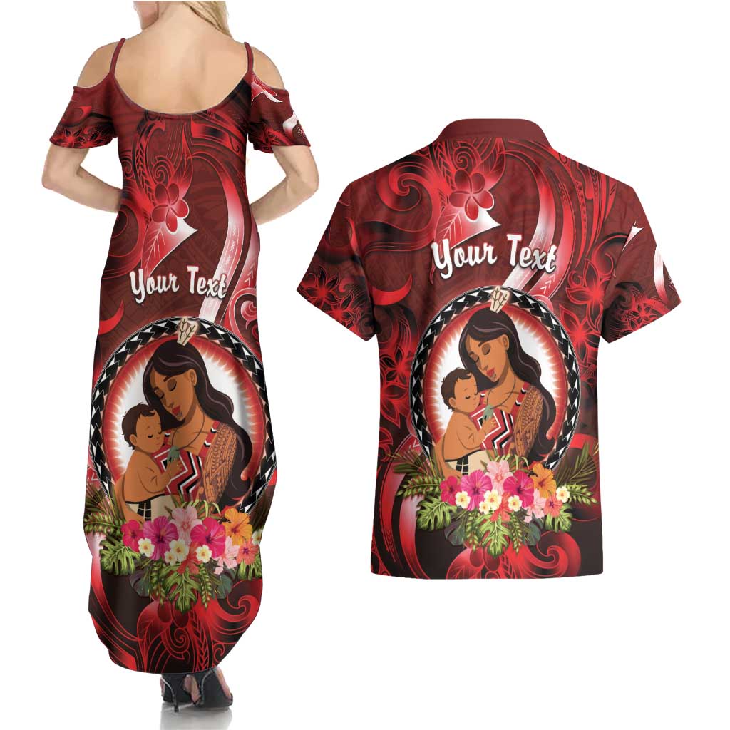 Personalised New Zealand Mother's Day Couples Matching Summer Maxi Dress and Hawaiian Shirt I Love You Mom DT04 - Polynesian Pride