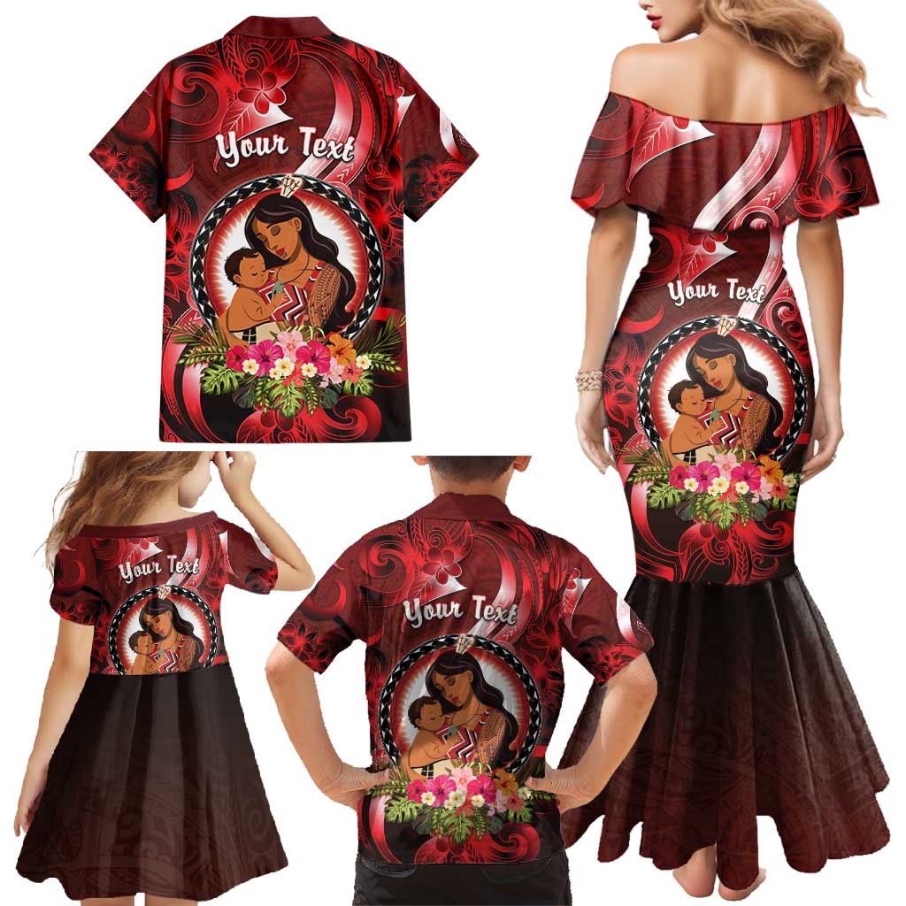 Personalised New Zealand Mother's Day Family Matching Mermaid Dress and Hawaiian Shirt I Love You Mom DT04 - Polynesian Pride