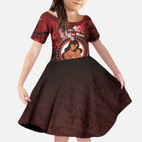 Personalised New Zealand Mother's Day Family Matching Off Shoulder Maxi Dress and Hawaiian Shirt I Love You Mom DT04 Daughter's Dress Red - Polynesian Pride
