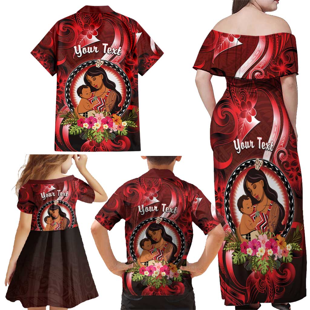 Personalised New Zealand Mother's Day Family Matching Off Shoulder Maxi Dress and Hawaiian Shirt I Love You Mom DT04 - Polynesian Pride