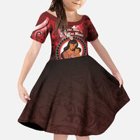Personalised New Zealand Mother's Day Family Matching Tank Maxi Dress and Hawaiian Shirt I Love You Mom DT04 Daughter's Dress Red - Polynesian Pride
